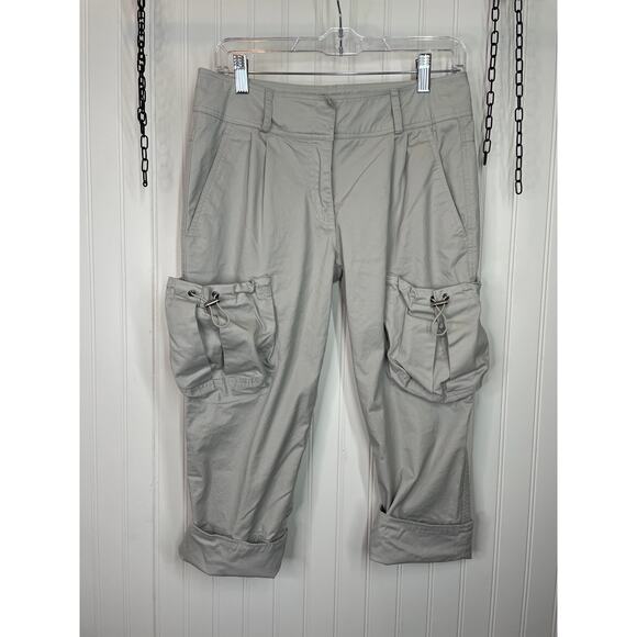 Burberry Cargo Capri Pants Light Gray Cotton Mid Rise Classic Plus Size 28 - Picture 1 of 5